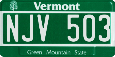 VT license plate NJV503