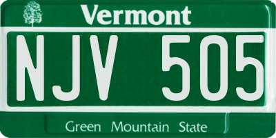 VT license plate NJV505