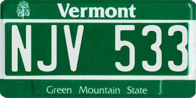 VT license plate NJV533