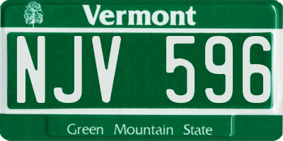 VT license plate NJV596