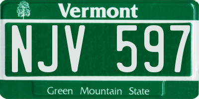 VT license plate NJV597