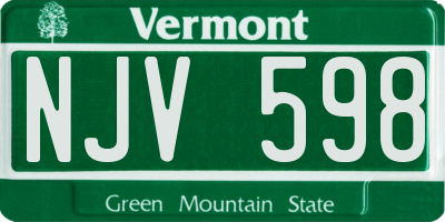 VT license plate NJV598