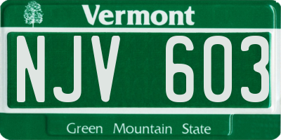 VT license plate NJV603