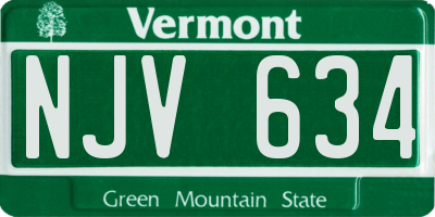 VT license plate NJV634