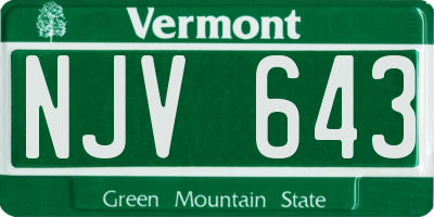 VT license plate NJV643