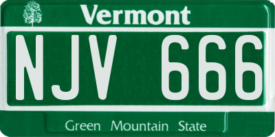 VT license plate NJV666