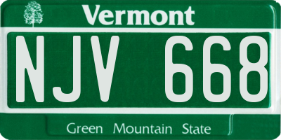 VT license plate NJV668