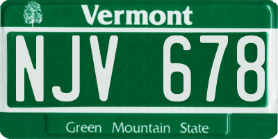 VT license plate NJV678