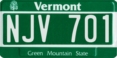 VT license plate NJV701