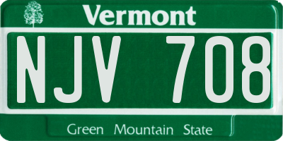 VT license plate NJV708