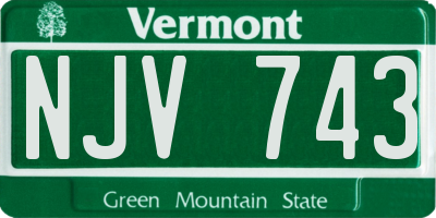 VT license plate NJV743