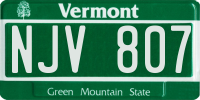VT license plate NJV807