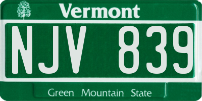 VT license plate NJV839