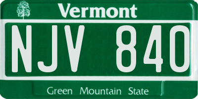 VT license plate NJV840