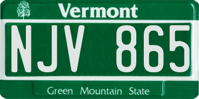 VT license plate NJV865