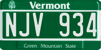 VT license plate NJV934