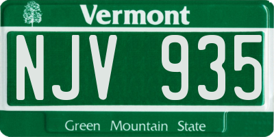 VT license plate NJV935