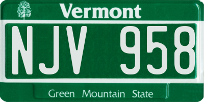 VT license plate NJV958