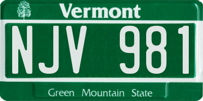 VT license plate NJV981