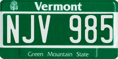 VT license plate NJV985