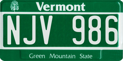 VT license plate NJV986