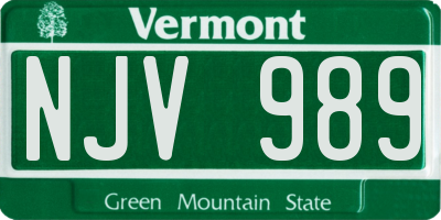 VT license plate NJV989