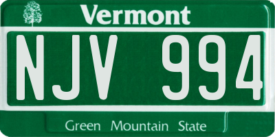 VT license plate NJV994