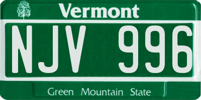 VT license plate NJV996