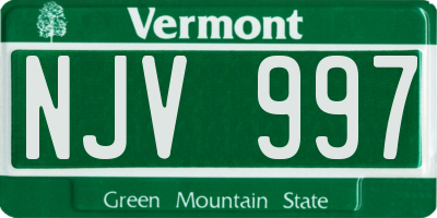 VT license plate NJV997