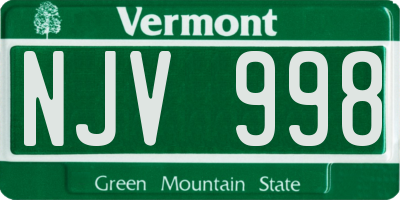 VT license plate NJV998