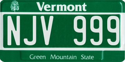 VT license plate NJV999