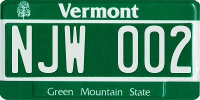 VT license plate NJW002