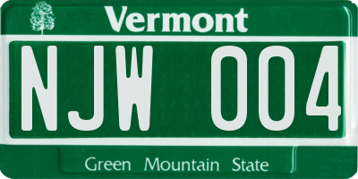 VT license plate NJW004