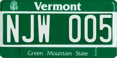 VT license plate NJW005
