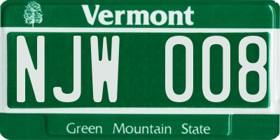 VT license plate NJW008