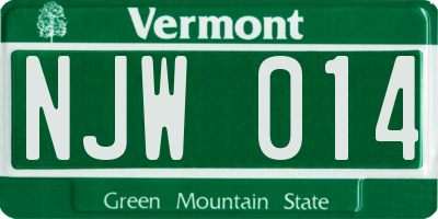 VT license plate NJW014