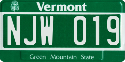 VT license plate NJW019