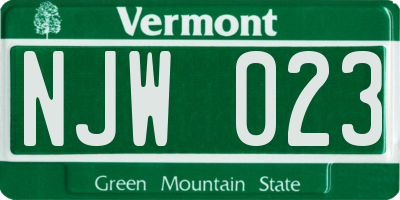 VT license plate NJW023