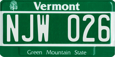VT license plate NJW026
