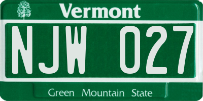 VT license plate NJW027