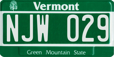 VT license plate NJW029