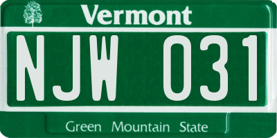 VT license plate NJW031