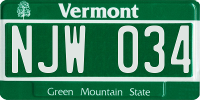 VT license plate NJW034