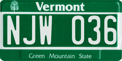 VT license plate NJW036