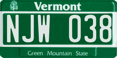VT license plate NJW038