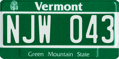 VT license plate NJW043