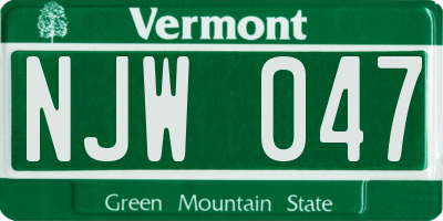 VT license plate NJW047