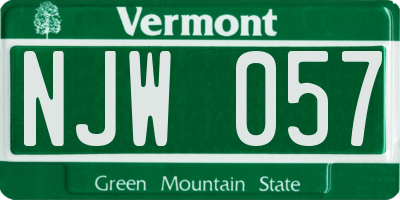 VT license plate NJW057