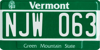 VT license plate NJW063