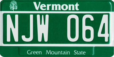 VT license plate NJW064